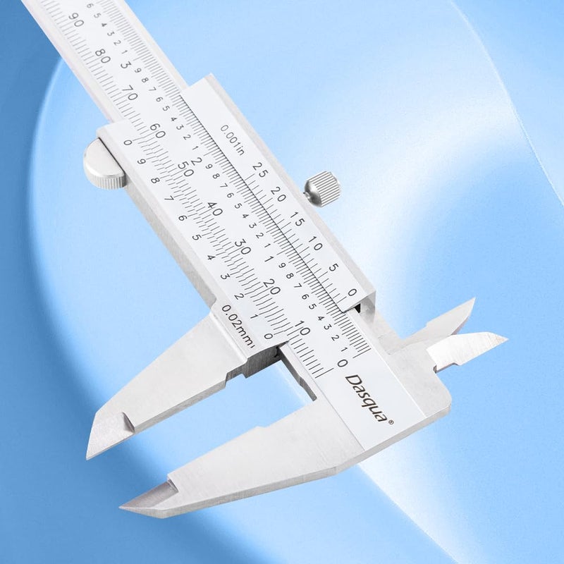 Dasqua Left-Handed 0-6"/0-150mm Monoblock Vernier Caliper Stainless Steel, Dual Unit (in/mm), High Precision with Fine Adjustment, Accuracy ±0.0015"/0.03mm, Graduation: 0.001"/0.02mm - Image 2